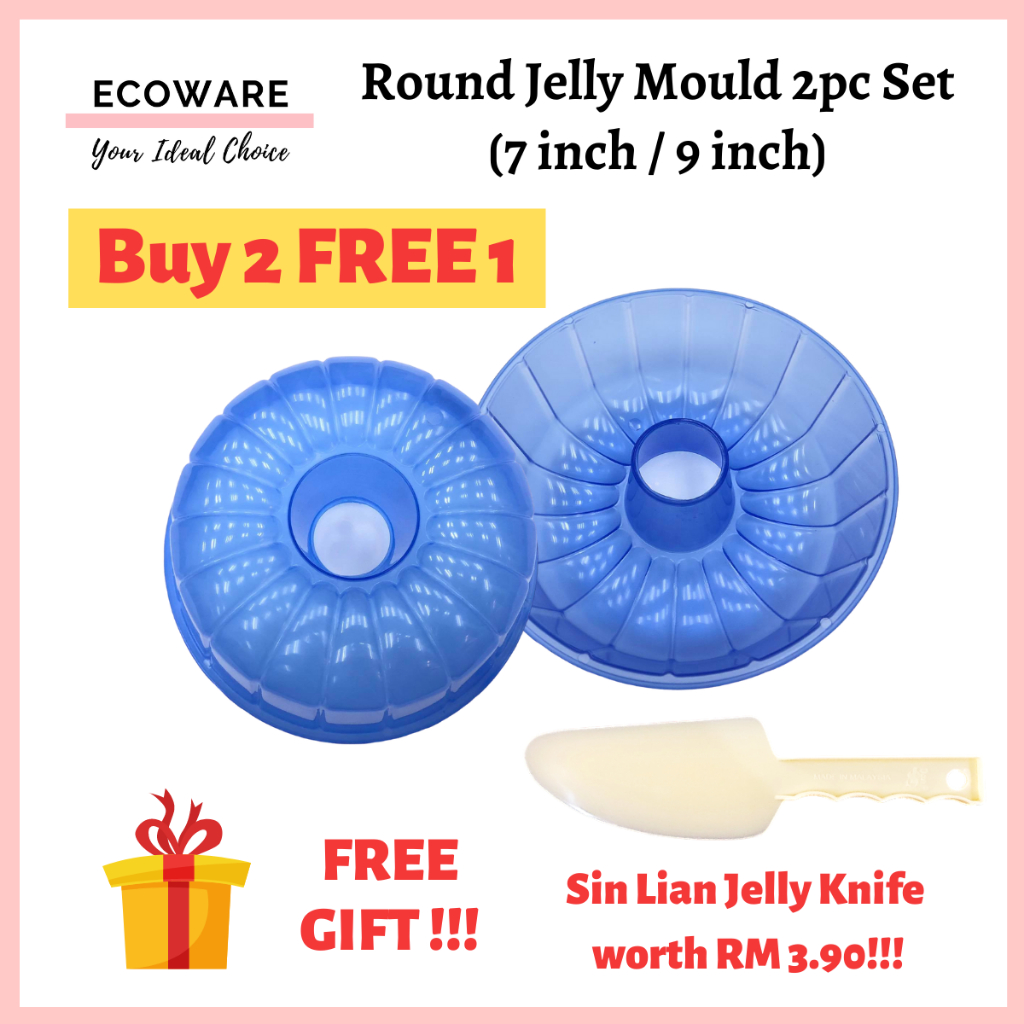 ECOWARE 7"/ 9" Blue Round Jelly Mould/ Steamed Mould/ Acuan Bulat Biru Kek Kukus/ Jelly Puding/ Jelly Mould