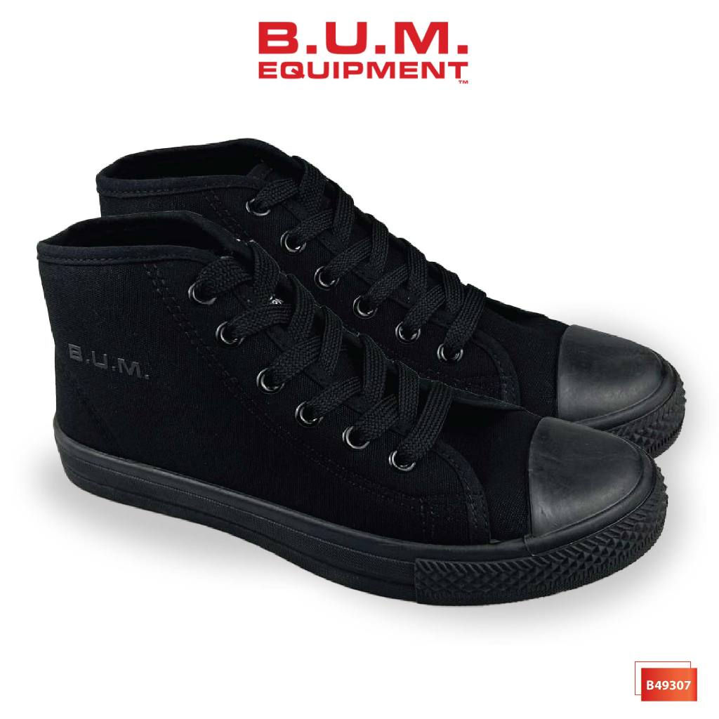 B.U.M. Equipment Unisex Canvas Black Shoes B49307 Black School Shoe / Sneakers /Kasut Hitam Sekolah / High-Top High-Cut