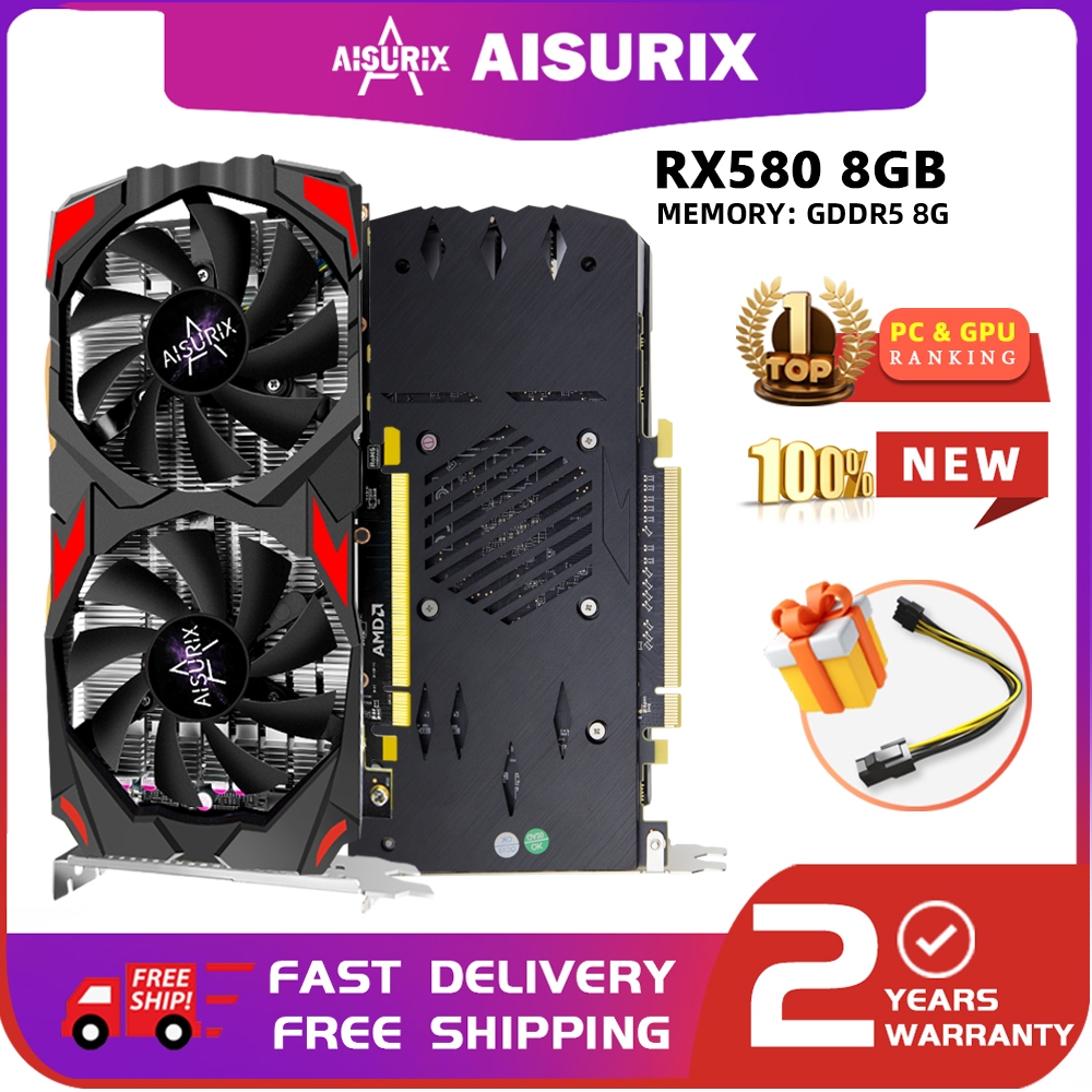 AISURIX RX 580 8GB Graphics Card RX580 AMD GPU Computer Video Card GDDR5 Gaming