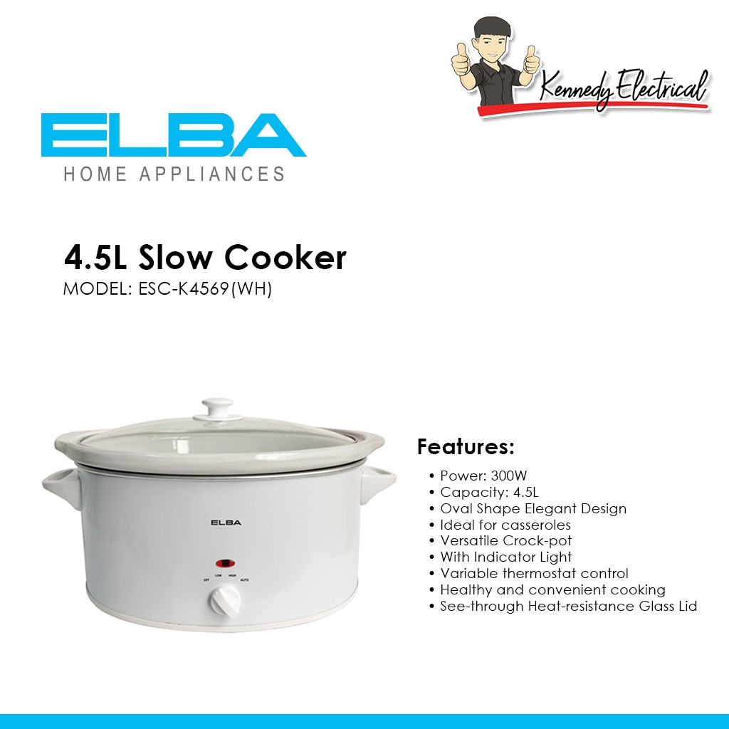 Elba 4.5L Slow Cooker ESC-K4569(WH)