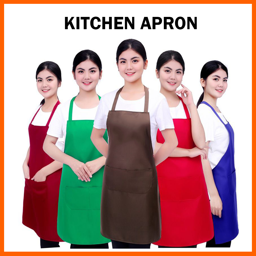 Hang Neck Apron Kitchen Apron Waterproof Oilproof Apron Unisex Pocket Coffee Shop Fashion Apron Cook Apron 围裙