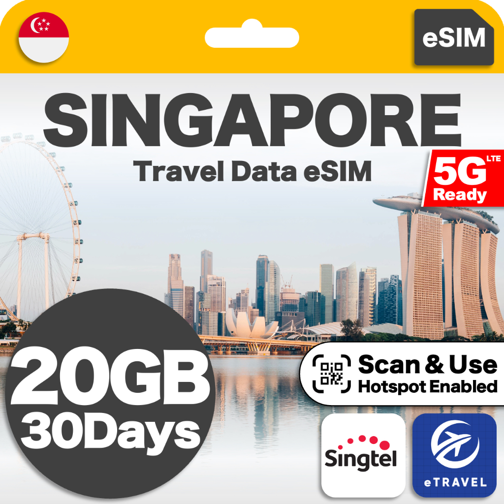 eSIM Singapore 5G Singtel Unlimited Data 新加坡流量eSIM | eTravel