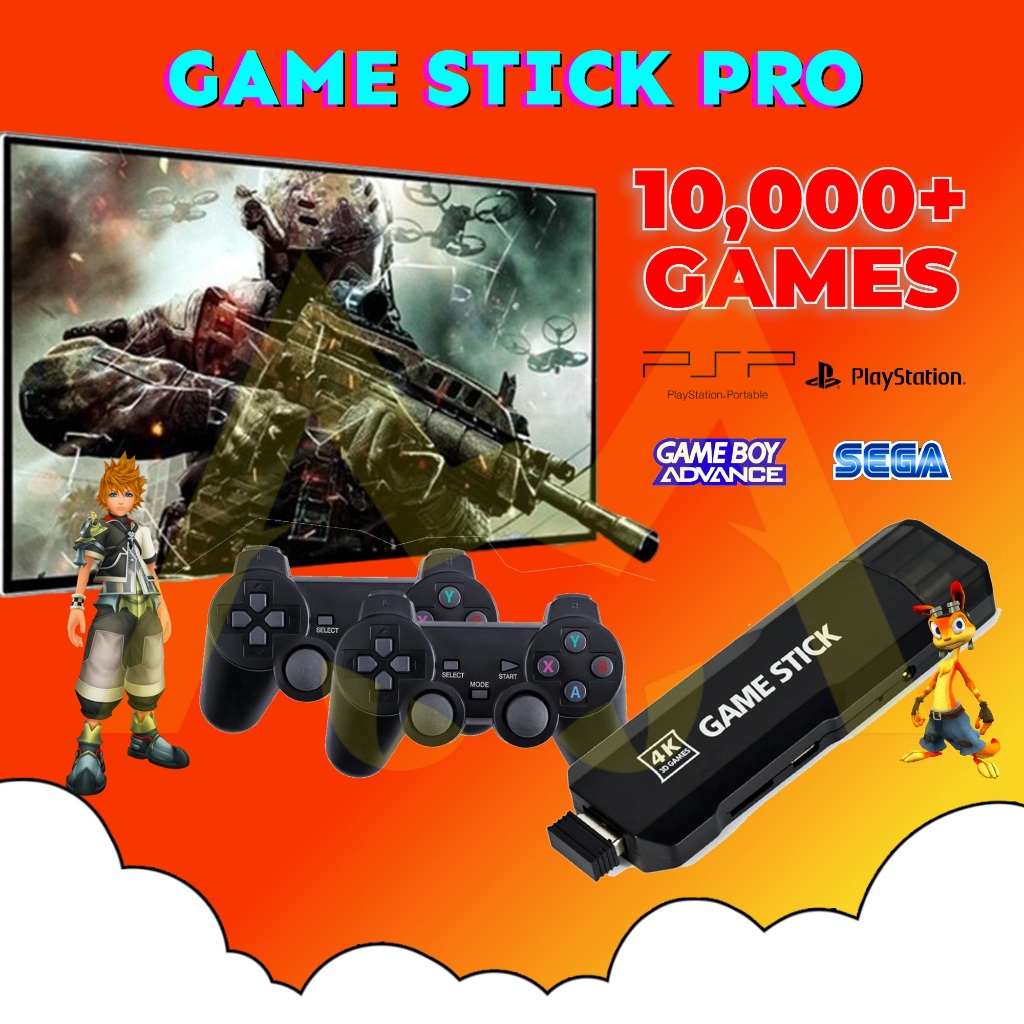 Portable 4K HDMI TV Video Game Stick With 2.4G Wireless Controller Family Video Game Console With 2pcs Gamepad