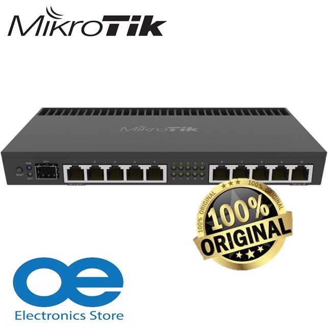 MikroTik RB4011iGS+RM 10 x Gigabit Port Router With Quad-core 1.4Ghz CPU, 1GB RAM, SFP+ 10Gbps 1U Rackmount Case Router