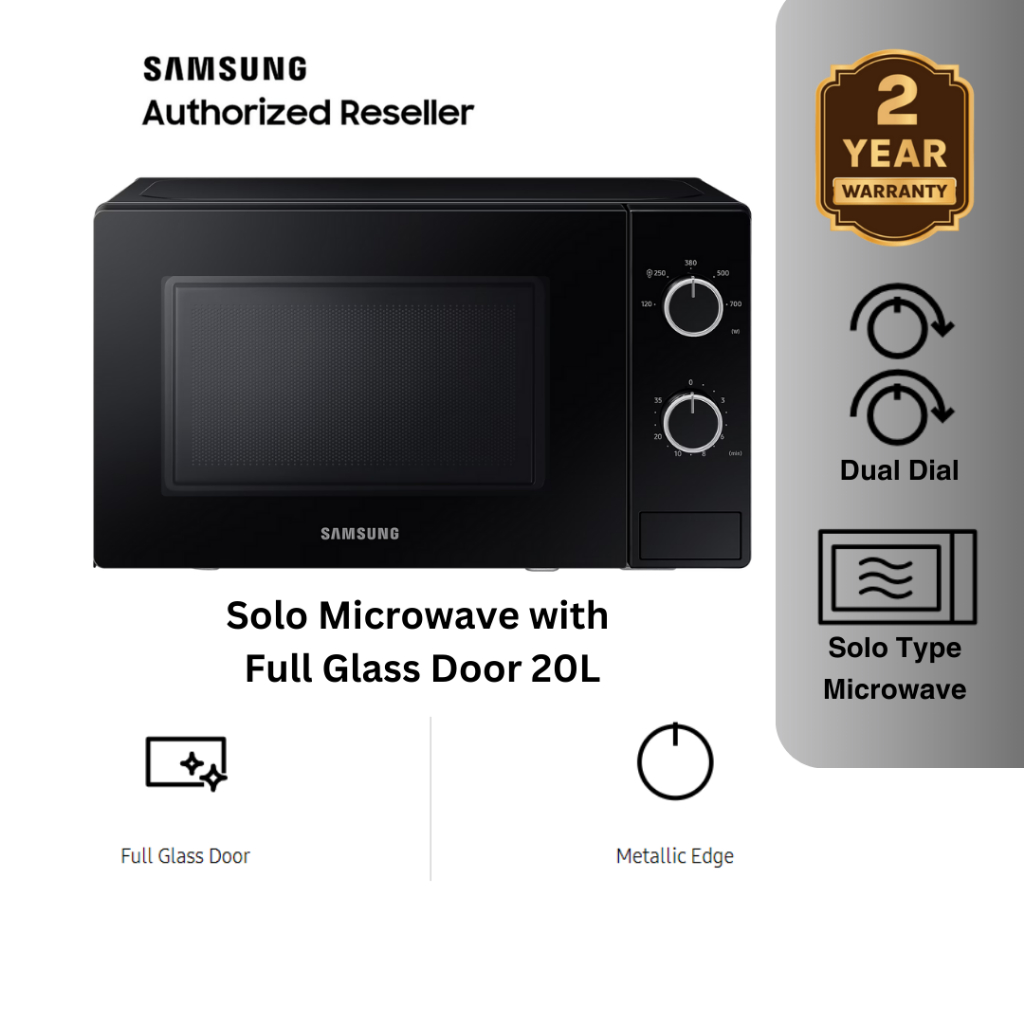 (NEW) Samsung 20L Solo Microwave Oven (Glass Door) | MS20A3010AL/SM (Ketuhar Gelombang Mikro 微波炉)