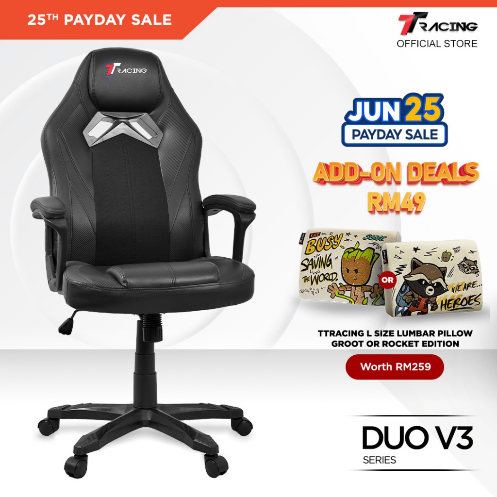 TTRacing Duo V3 Duo V4 Pro Gaming Chair Ergonomic Office Chair Kerusi Gaming Seat - 2 Years Official Warranty