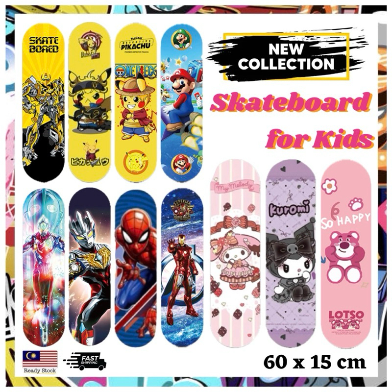 [Restock] ?New Design 60 70cm Cartoon Skateboard Kid Children Gifts Mainan Kanak Outdoor Papan Selaju Kuromi 儿童滑板