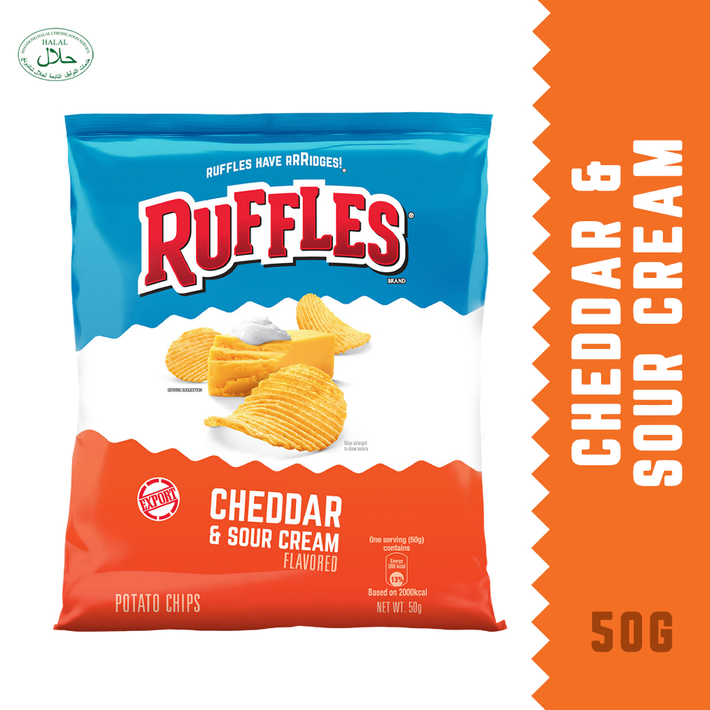 Ruffles Cheddar & Sour Cream (50g) / Ruffles Kerepek Kentang Perisa Cheddar & Krim Masam 50g