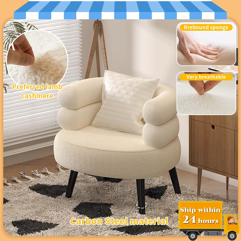 Sofa Nordik Tunggal Bulu Kambung Velvet Sofa Solek Kerusi Sofa Mewah Ringan Ruang Tamu Balkoni Apartmen