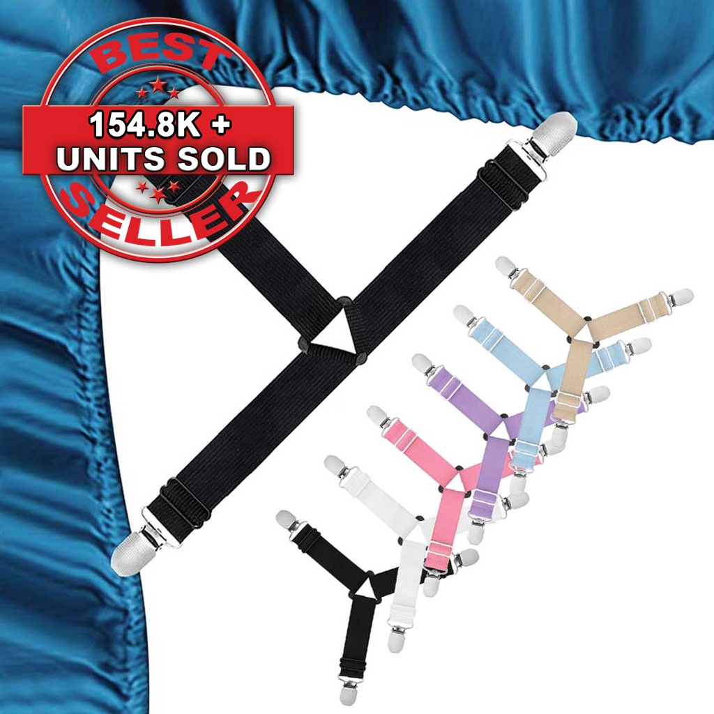 Bedsheet Clipper Bed Corner Holder Sheet Fasteners Mattress Cover Clips - Elastic Strap Adjustable (1Pc/3 Clips)