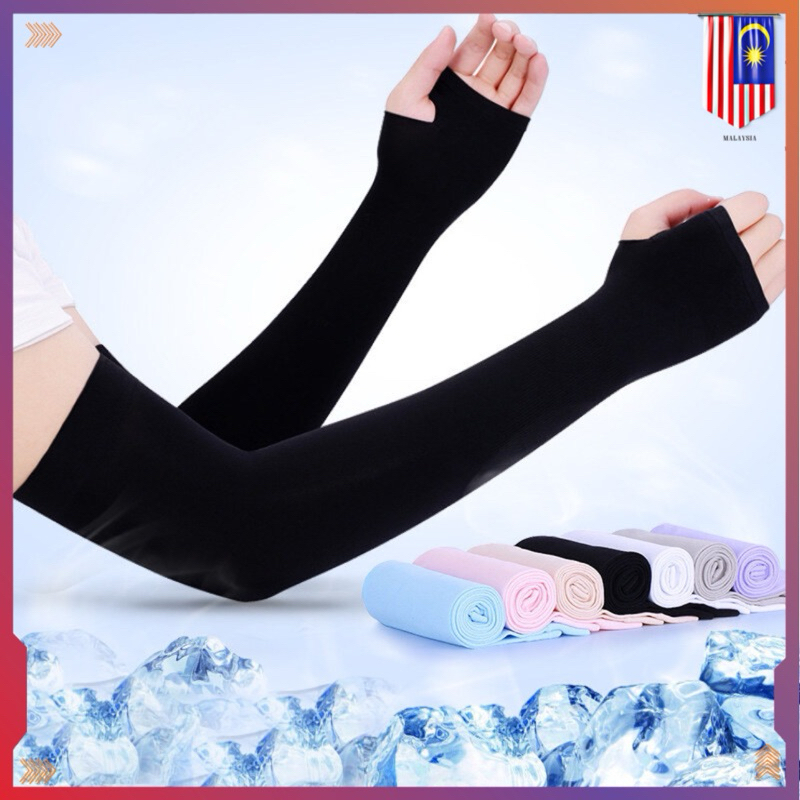 🔥READY STOCK🇲🇾 Women & Men HandSock Ice Silk UV Protect Arm Sleeves Cooling HandSocks Let's Slim Sunscreen Anti-UV