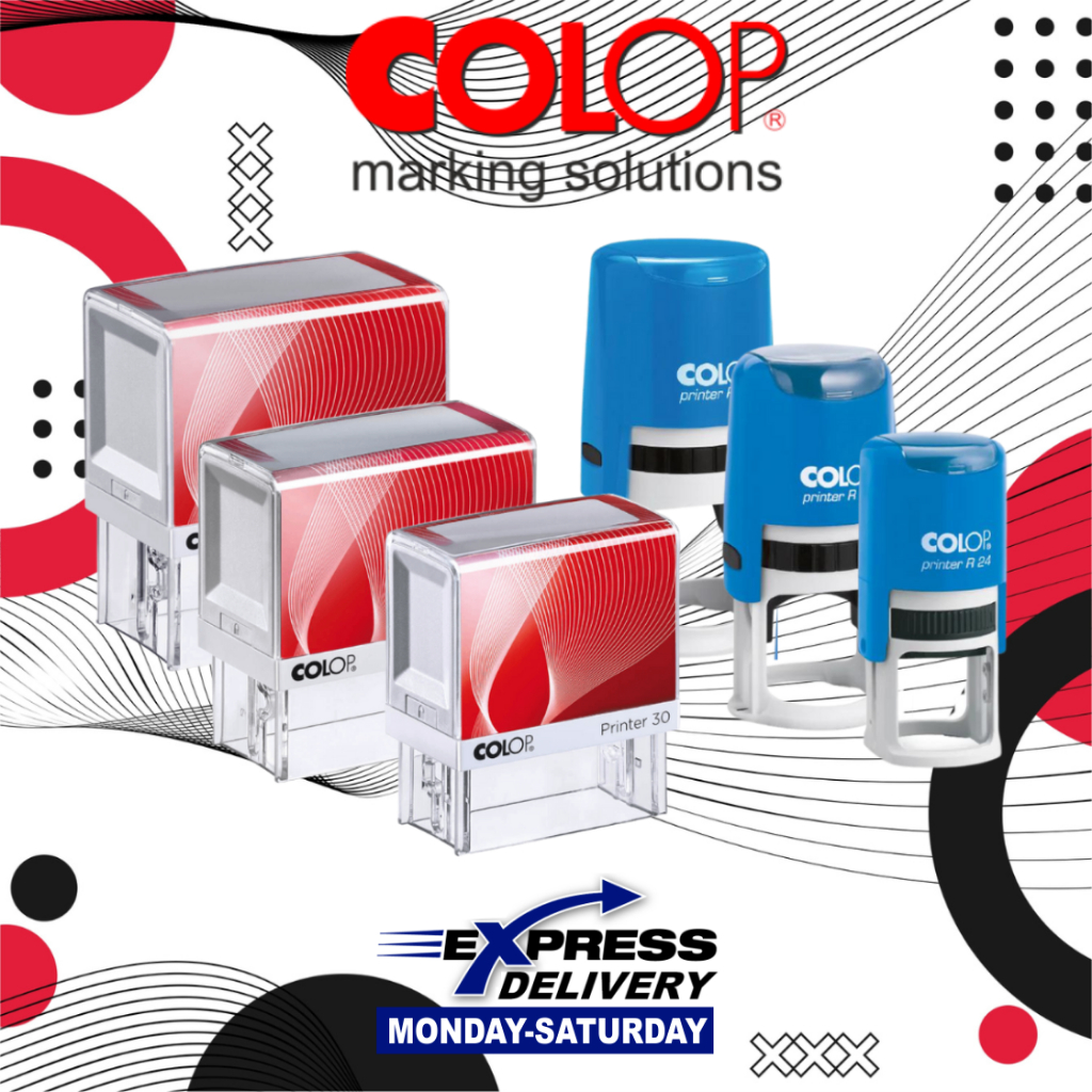 Rubber Stamp Colop P10|P20|P30|P40|R17|R24|R30 Cop *SHIPPING IN 24HOURS* (CHAT DETAIL | INK BIRU)