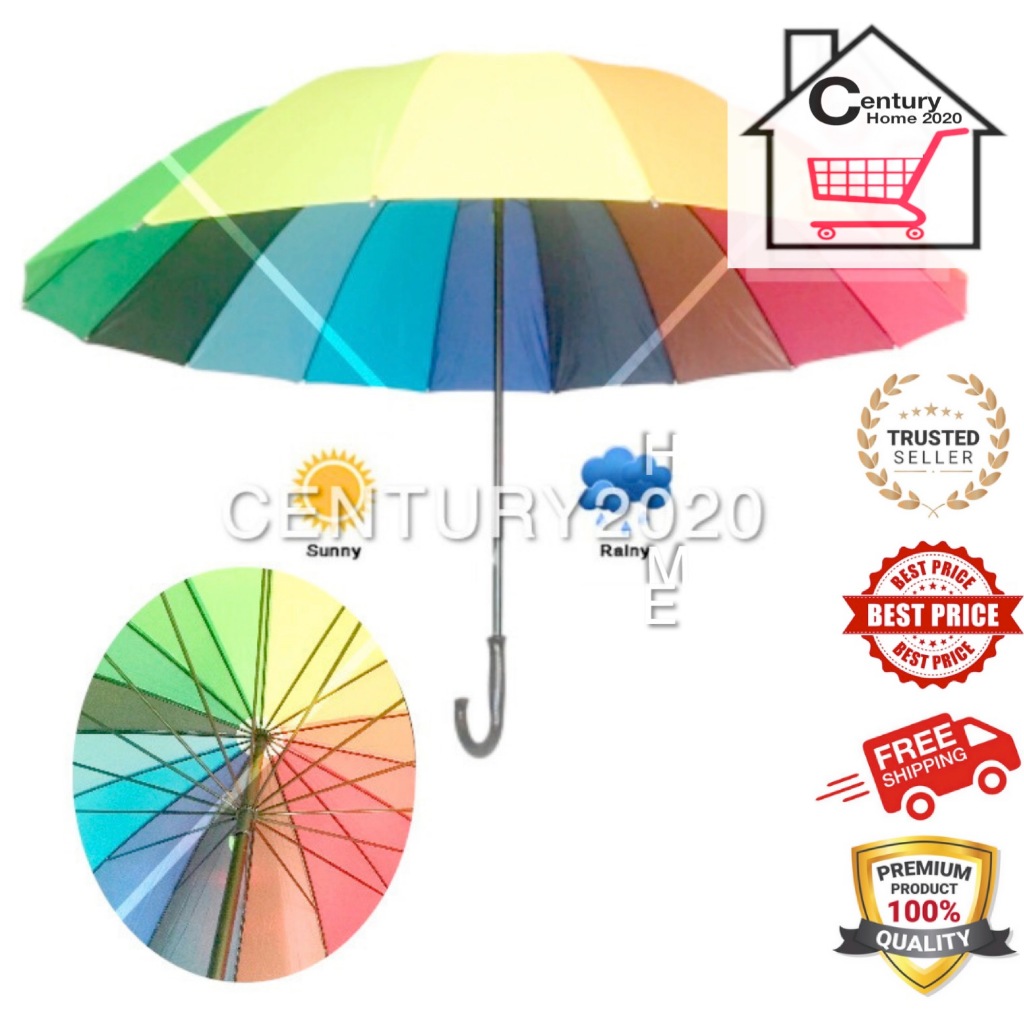 Umbrella Colorful Rainbow Big Umbrella Straight Handle Curved Handle Umbrella