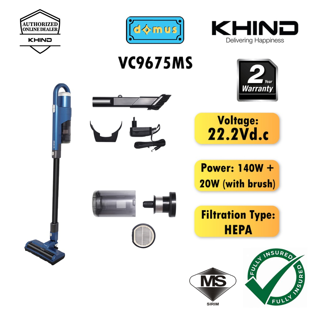 Khind Cordless Stick Vacuum Cleaner 22.2V Handheld Vaccum 2 In 1 Vacum Rumah Murah 0.5L 吸尘机 VC9675MS