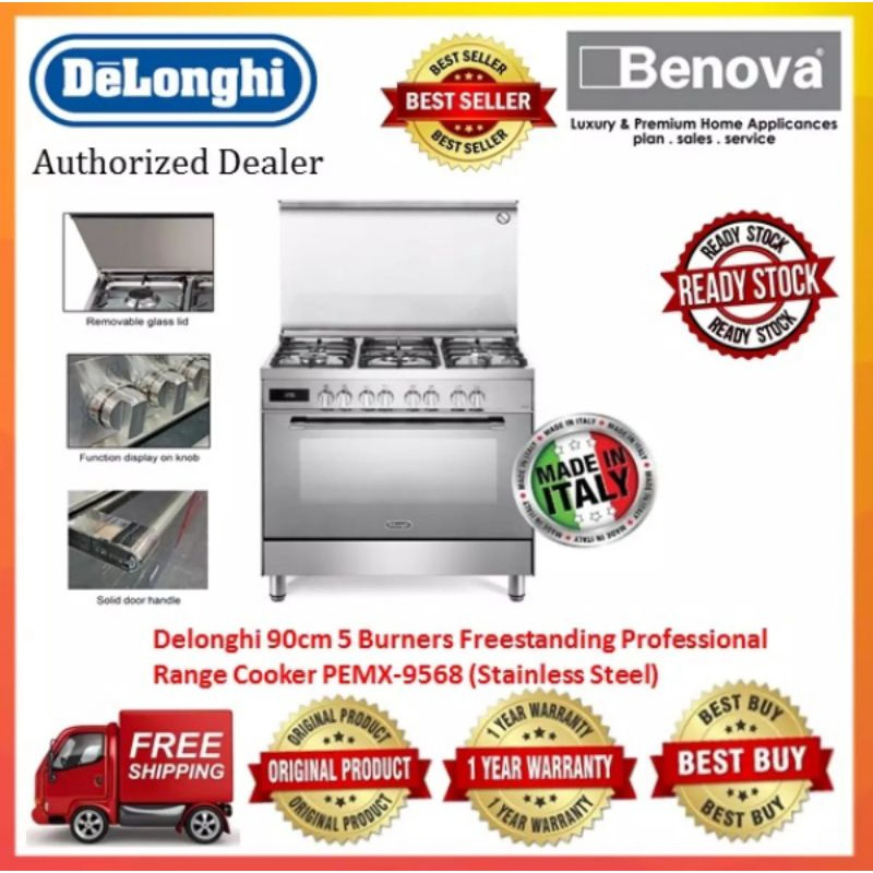 Delonghi 90cm Rangecooker(100Litres oven)- Pemx 9568 (New Model)