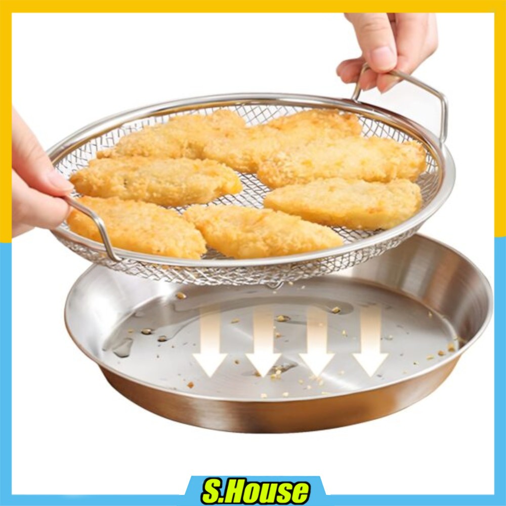 Frying Mesh Basket Tray Oil Strainer Fry Fries Chicken Crisper Bakul Raga Bekas Dulang Tapis Minyak Goreng Kentang