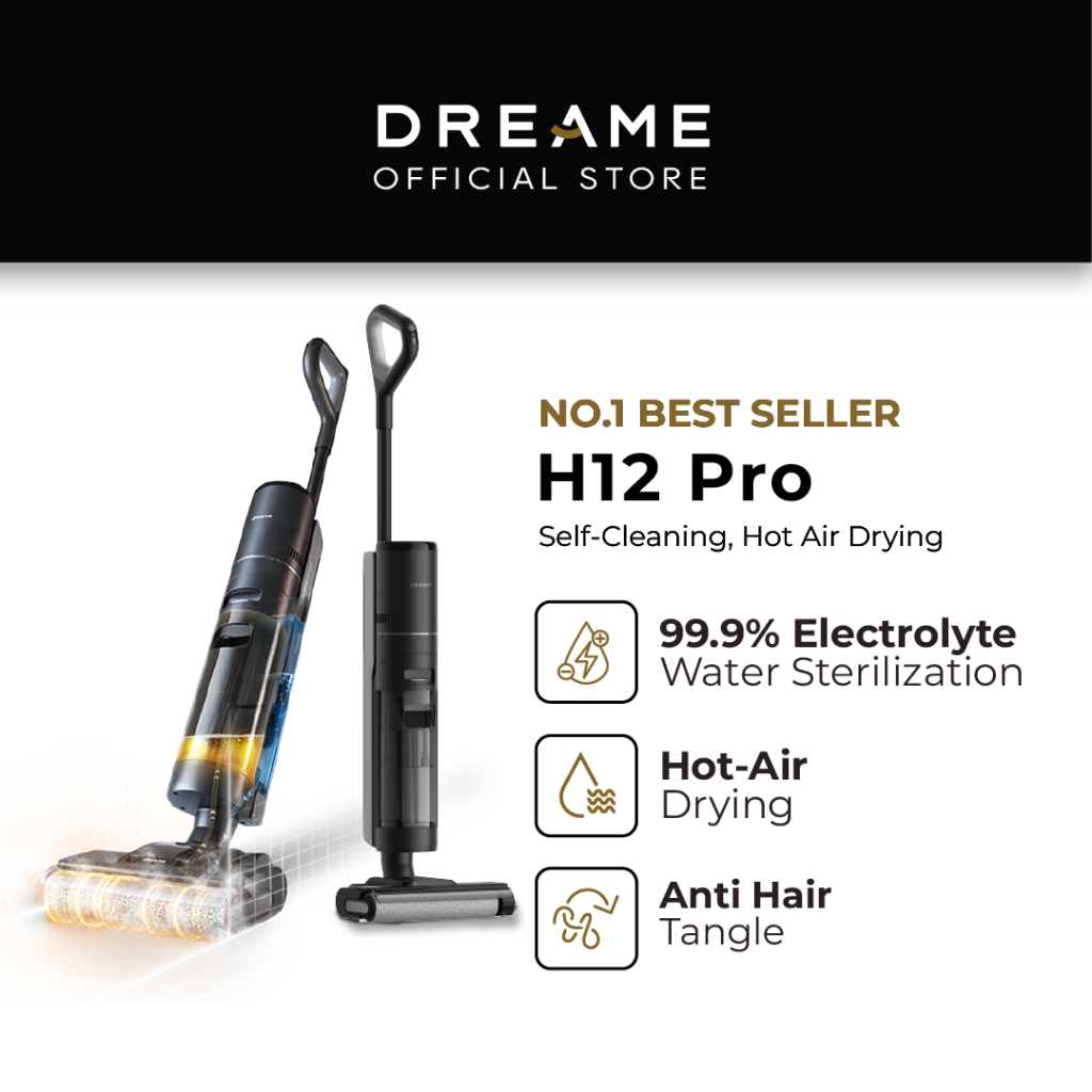 Dreame H12 Pro/ H13 Pro/H14 Wet and Dry Cordless Vacuum Cleaner 2 Edge Cleaning 99.9% Sterilization Hot-Air Drying