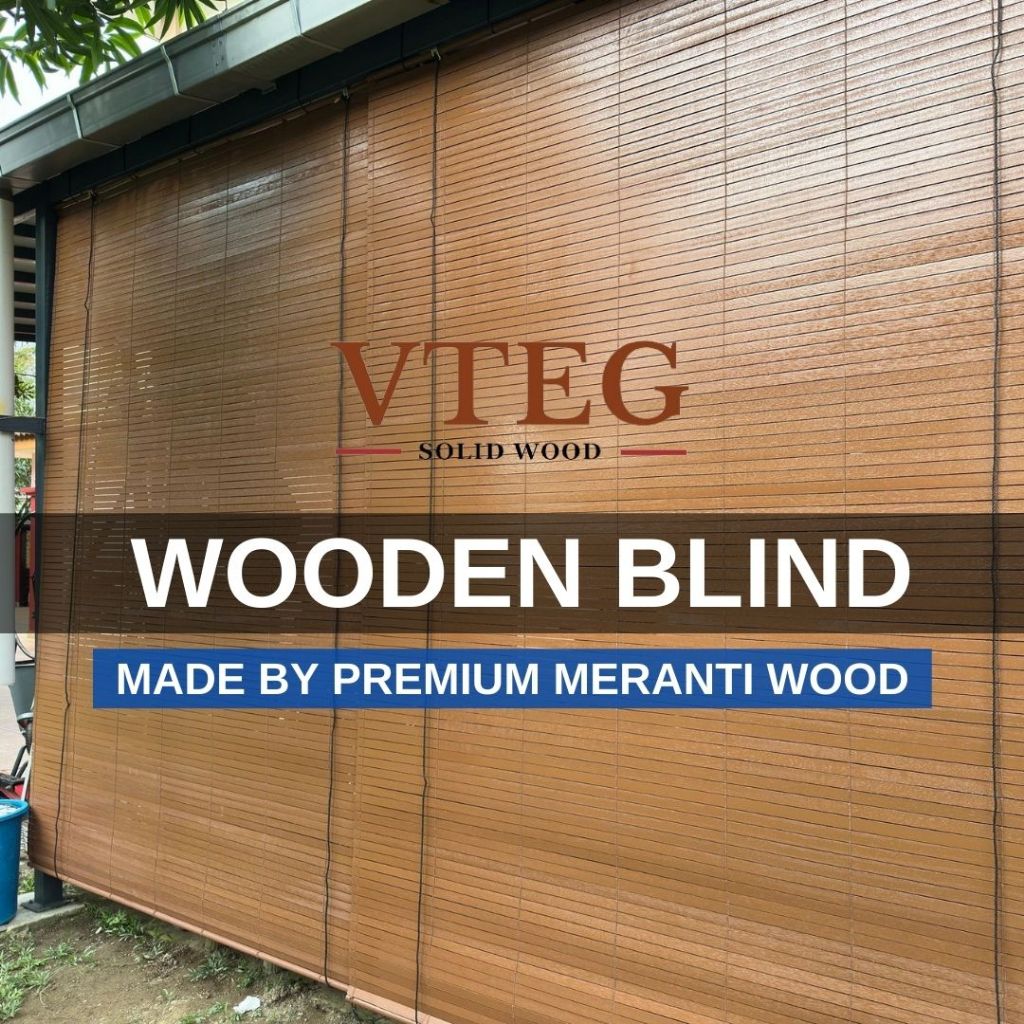 (7 feet width) Bidai Kayu Outdoor Blind Wooden Blinds Woodblind Meranti Wood _Warna Chestnut