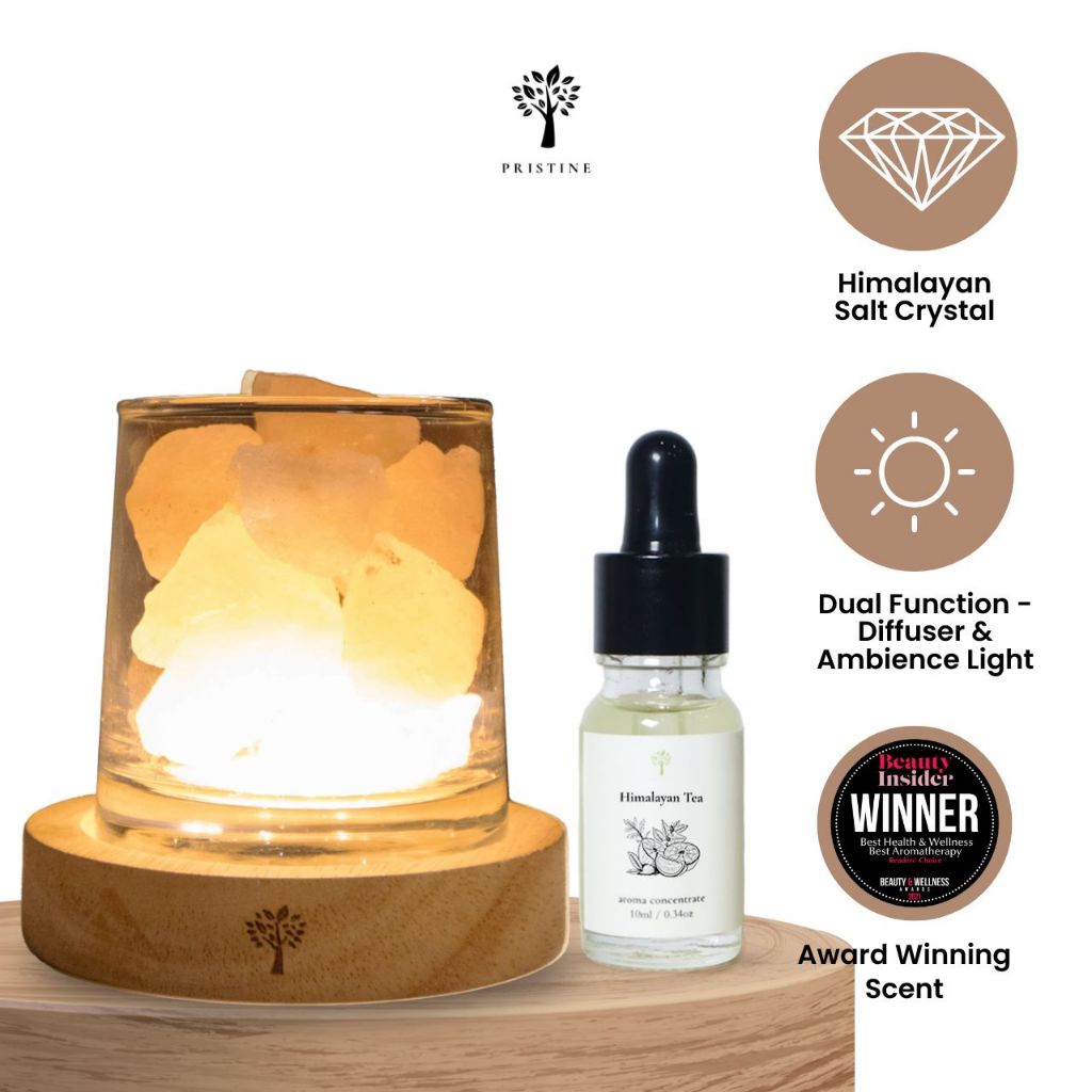 Pristine Himalayan Salt Crystal Stone Lamp | Limited Edition | Ion Orchard Scent