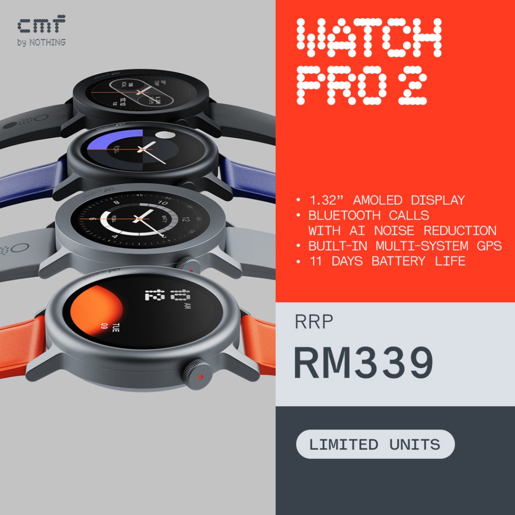 CMF Watch Pro 2 | Interchangeable Bezel | 100+ Watch Faces | 120 Sports Mode | AMOLED | GPS | 11-Day