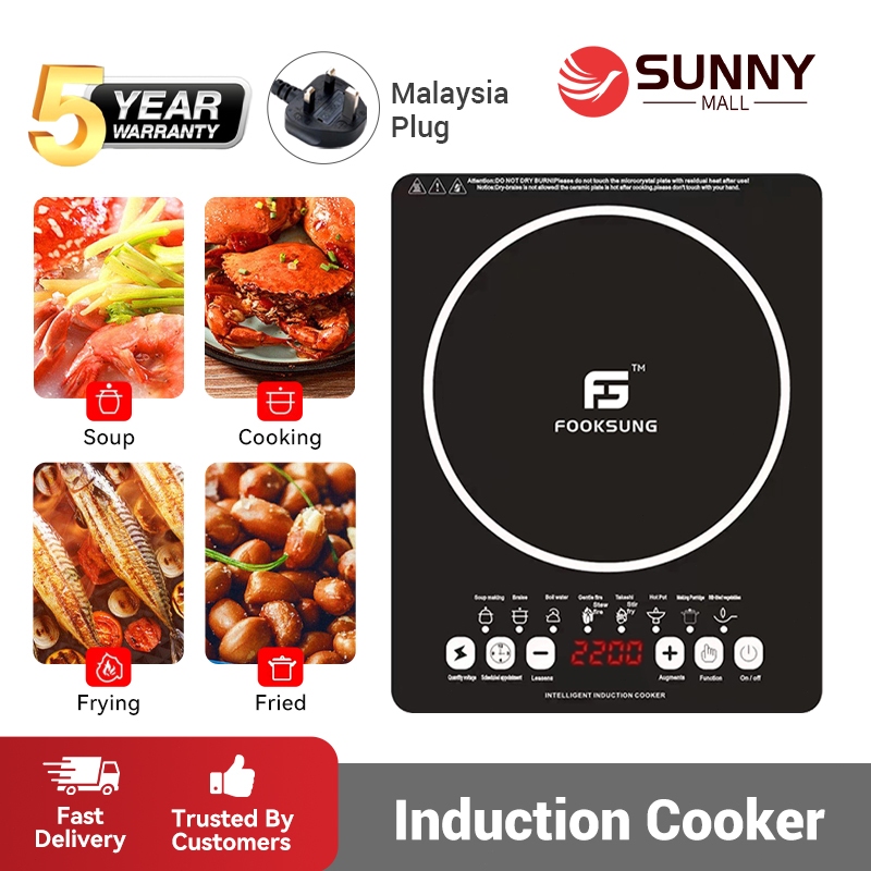 Induction Cooker 2200W Touch Screen Electric Stove Multifunction Induction Stove High Power Waterproof 电磁炉 (Msia Plug)