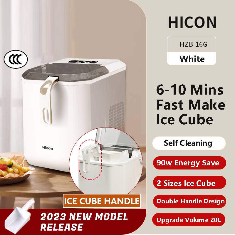 [5YEAR]惠康 HICON Fast Ice Maker Mini Home Electric Automatic15kg/24H Commercial Coffee Ice Making Machine Small Ice Maker