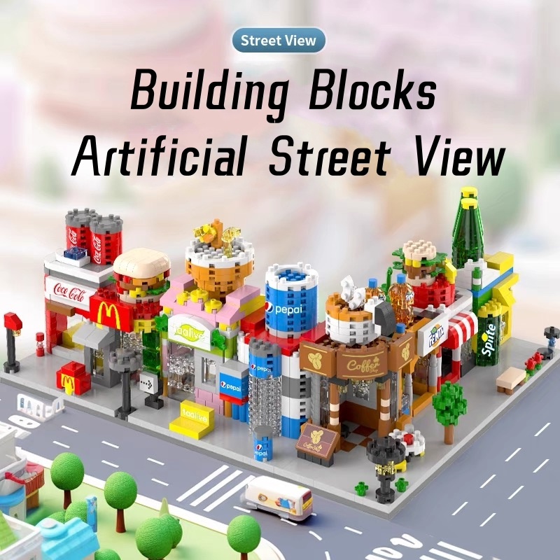 City Street View Building Block McDonald's Shop Model Building Blocks Educational Toys Assembled Puzzle Toys Gift