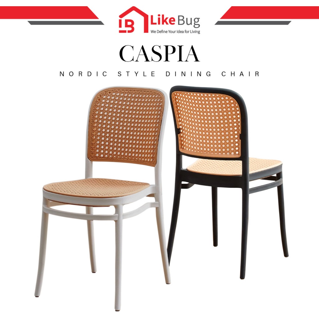 ⚡️LIKE BUG⚡️Caspia Nordic Rattan Chair PP Chair Plastic Chair Backrest Chair Kerusi Cafe