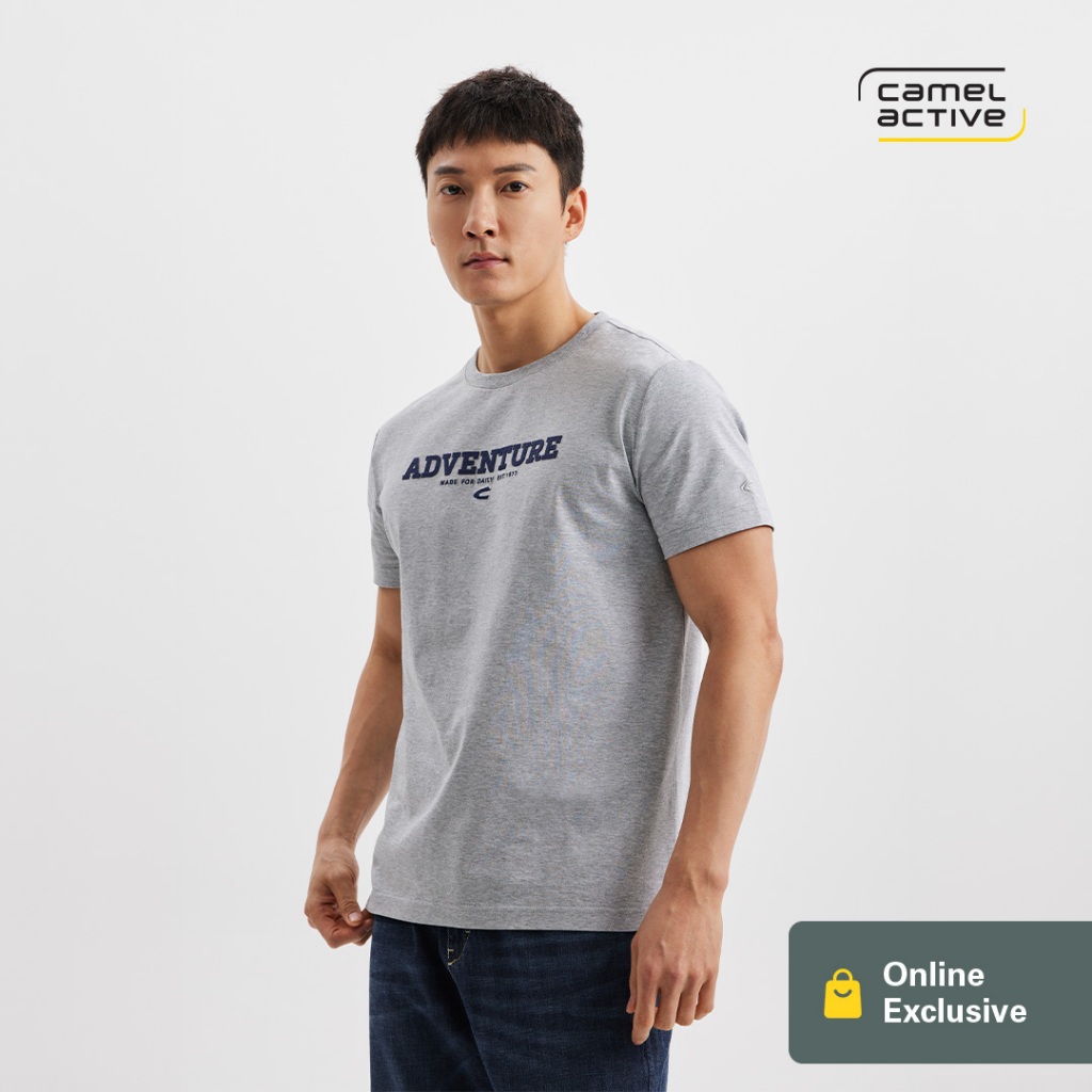 [Online Exclusive] camel active Men's Premium Stylish Regular Fit Typographic T-Shirt - Multicolour 282-AW24C2874A