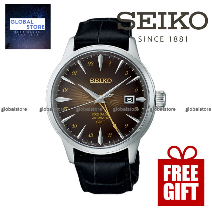 Seiko SSK039J1 Presage Cocktail Time ‘Rusty Nail’ Men GMT Automatic Watch - SSK039