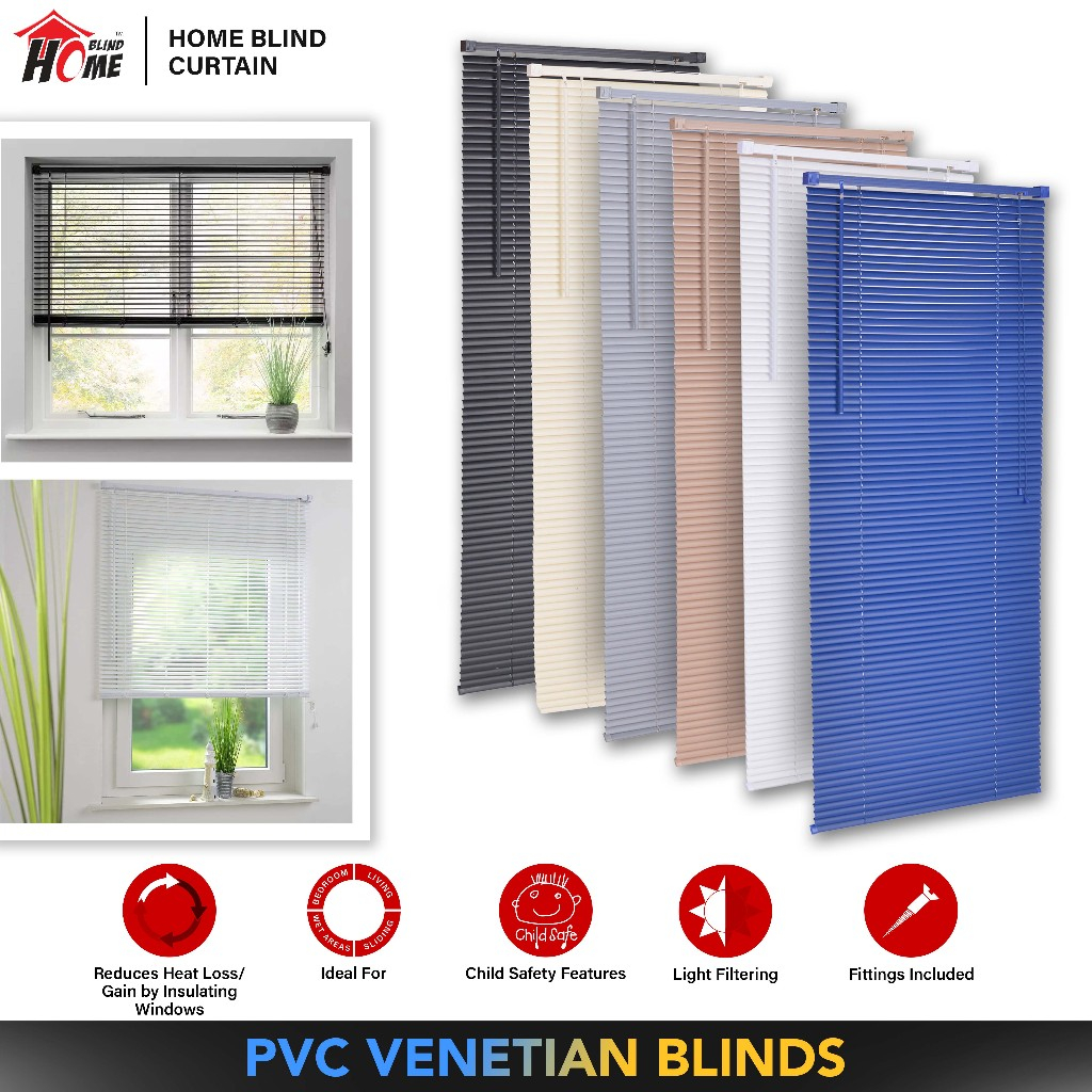 [HOMEBLIND] Venetian 25mm PVC Light Filtering Blinds / Bidai Venice / Width 2 Feet ~ 6 Feet / 6 Colors