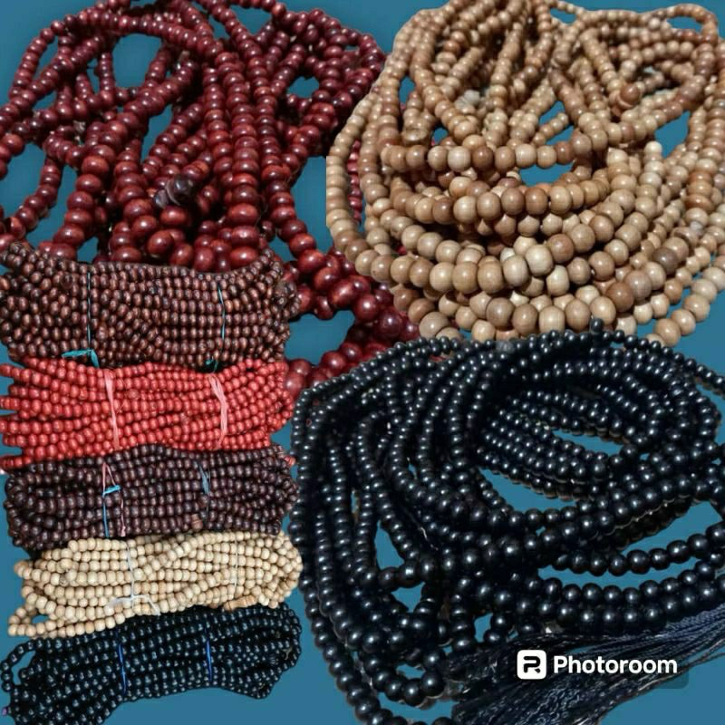 TASBIH KAYU KOKON 7mm 1000 BIJI 500 BIJI DAN WARNA HITAM/ CHOCLATE/CREAM.