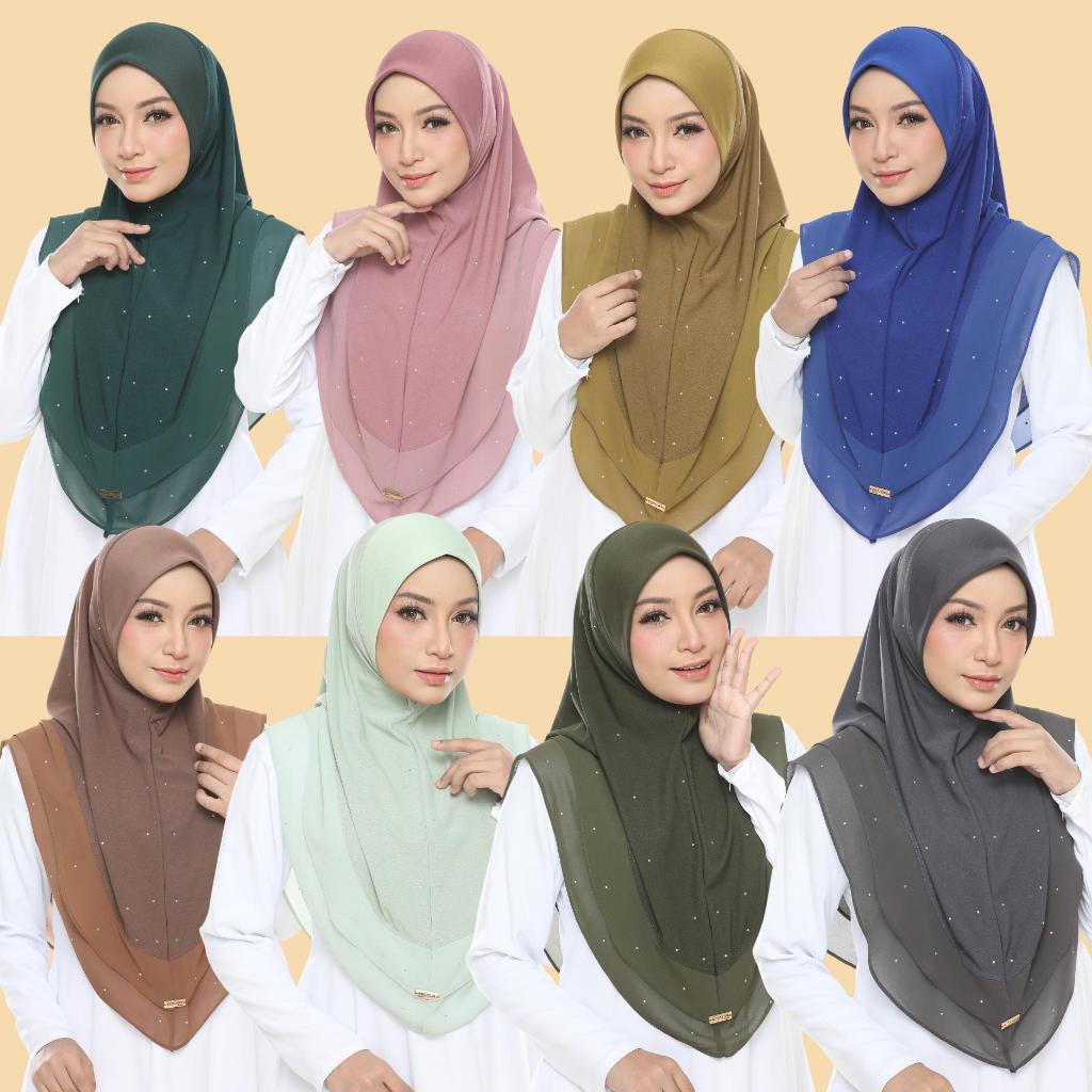 (Size M & L) Tudung Sarung Mosscrepe Diamond Double Layer Jelita