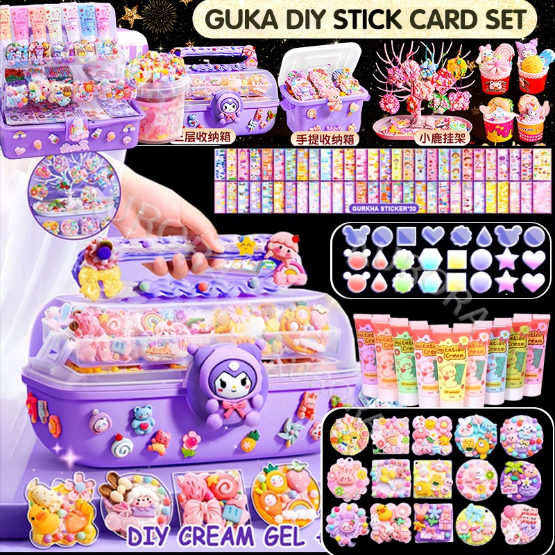 【Local Delivery】1008PCS Guka Set Guka Keychain Set Diy Kit Kids Tools CUCKOO Material Package Sticker 咕卡 贴纸 奶油胶套装