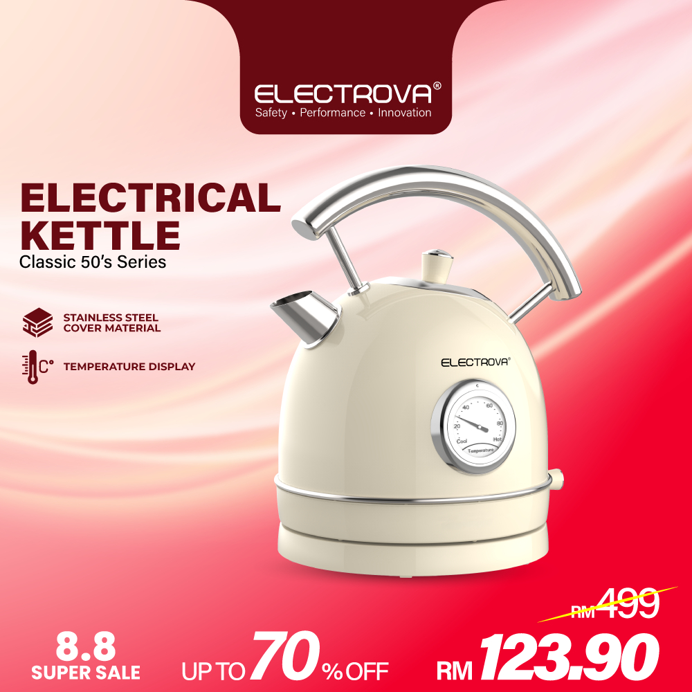 Electrova Classic 50's Series Stainless Steel Electric Kettle (1.8L)