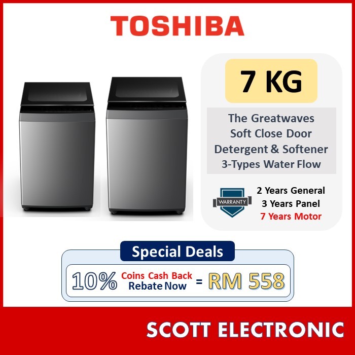 Toshiba 7KG Fully Auto Washing Machine / Mesin Basuh AW-J800 AW-M801 AW-M801AM(SG)