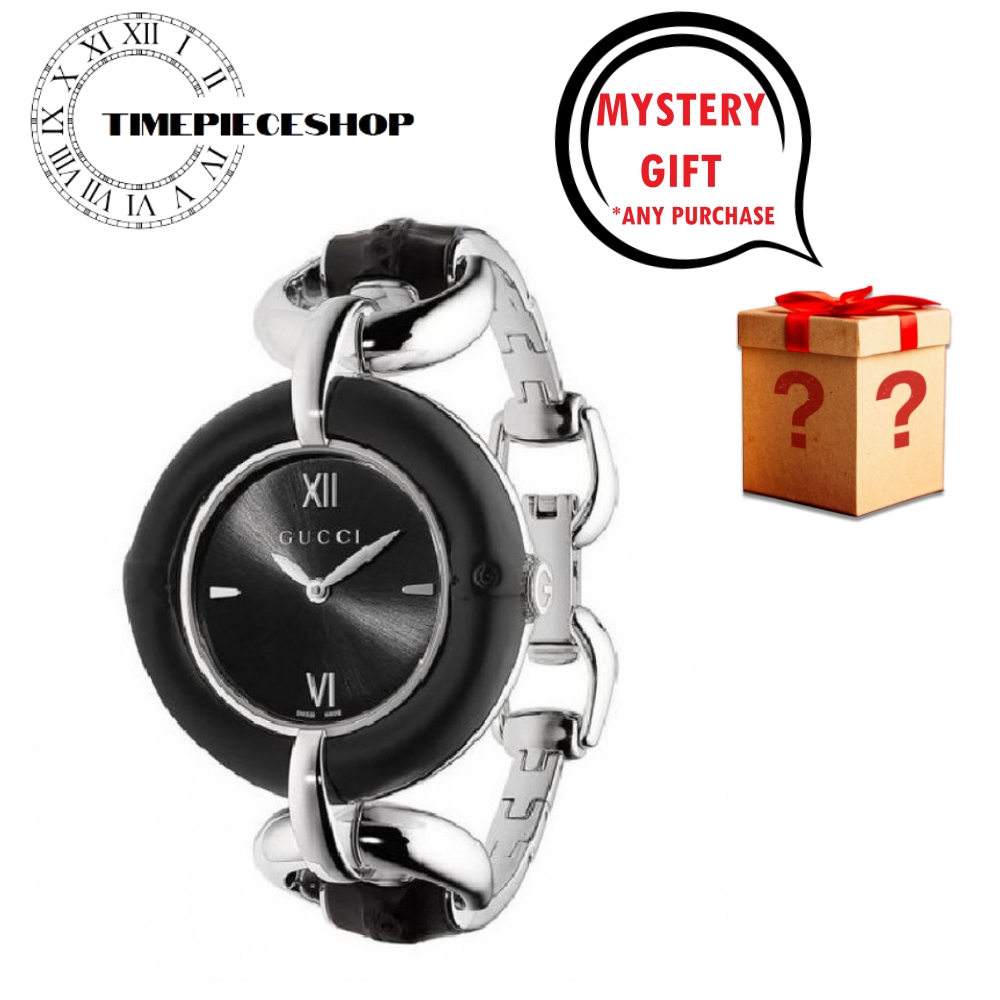 [Original] GUCCI Bamboo Black Dial Stainless Steel Ladies Women Watch Quartz Watch GUC-YA132405 + Mystery Gift