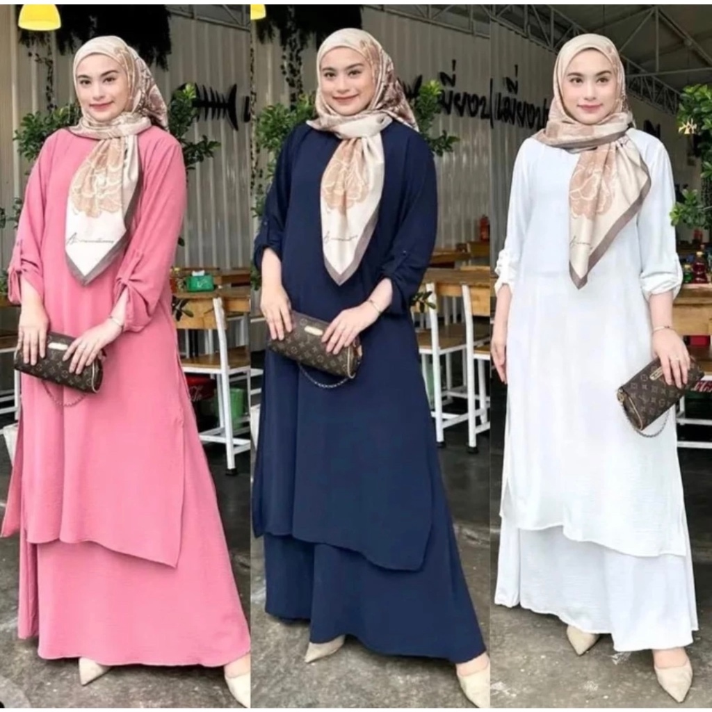 Bella New Suit Set Viral (IRONLESS) Butang Clothing Women Lengan Panjang Plain