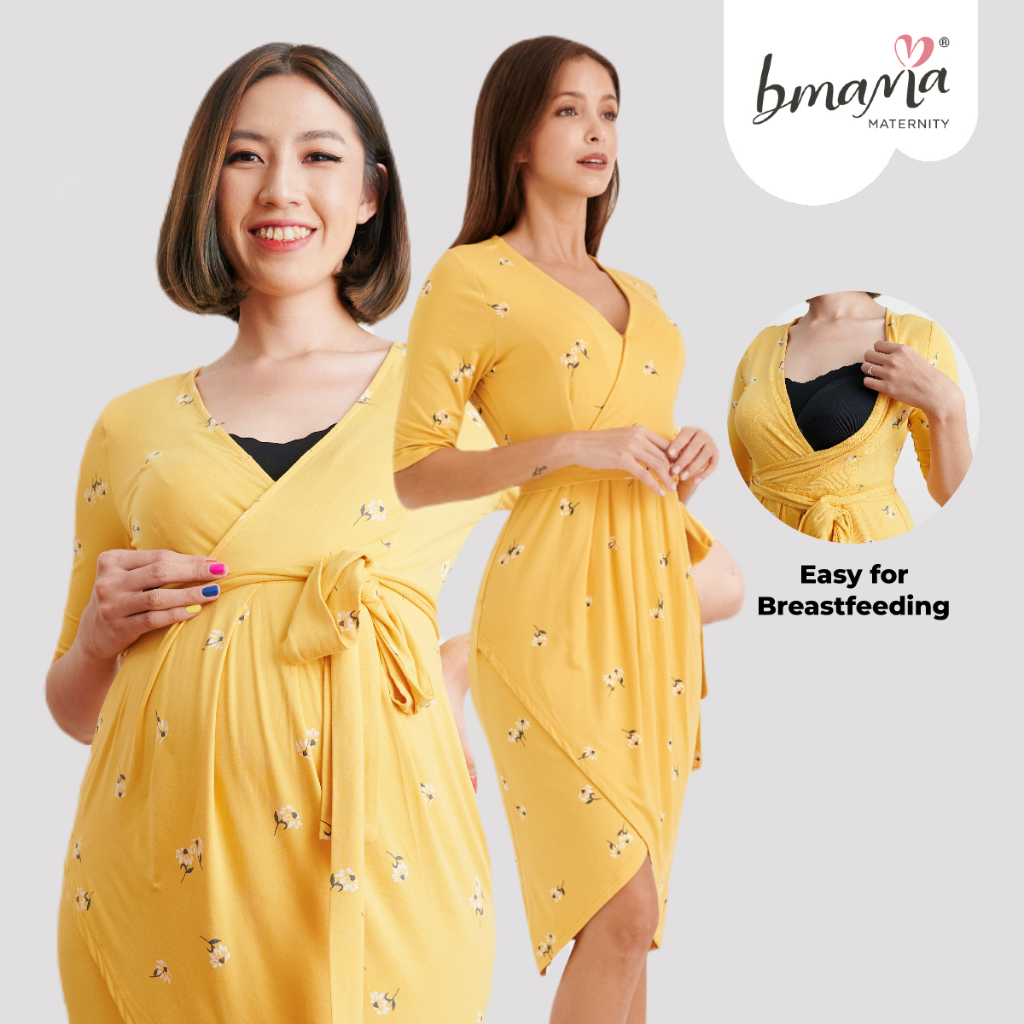 Maternity and Breastfeeding Nursing Dress S-XL | Baju Mengandung & Baju Menyusu - GM008 YE.FLORA