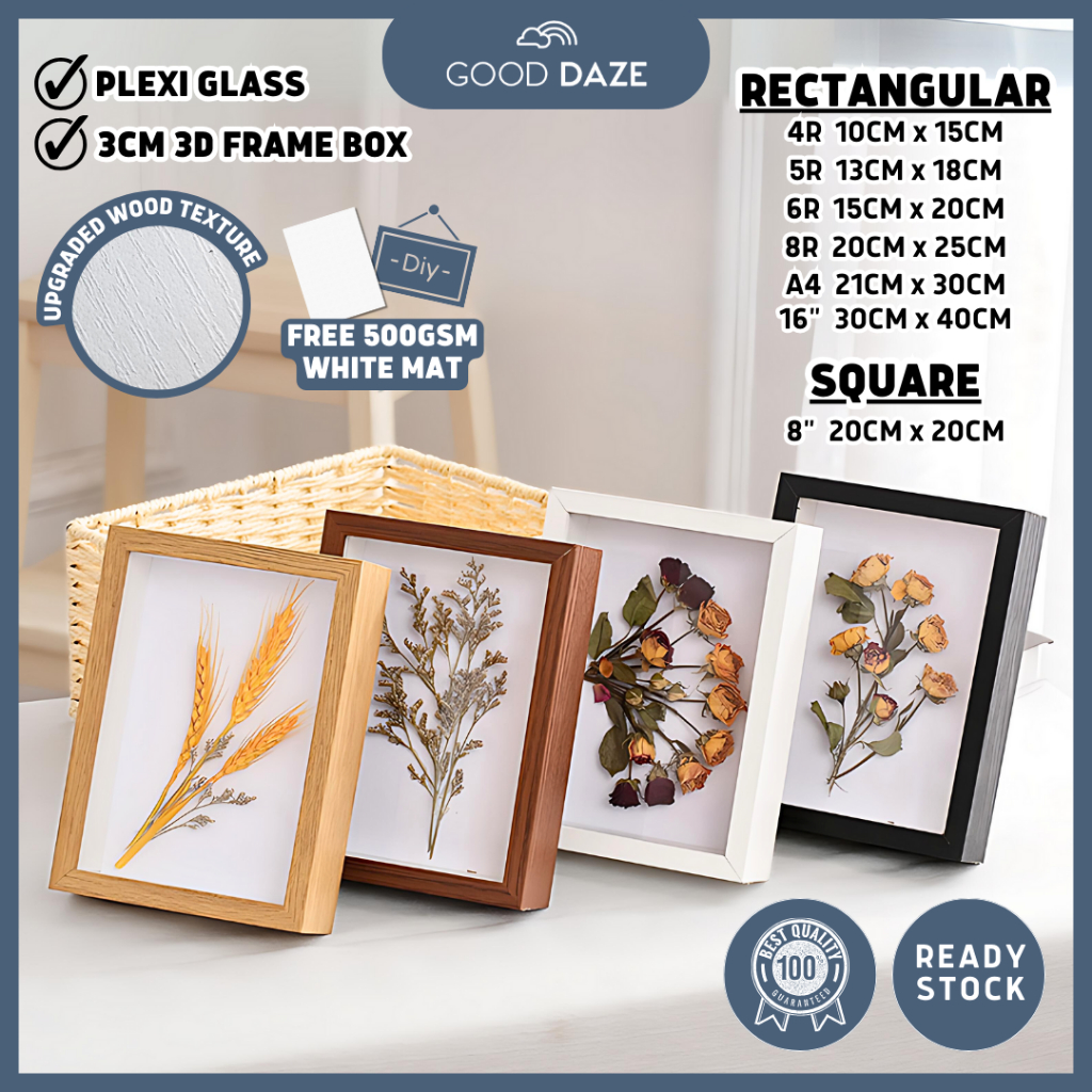 GOOD DAZE 3cm 3D Hollow Art Flower Frame Duit Hantaran Shadow Box 中空相框3cm相框 bingkai mas kahwin bunga