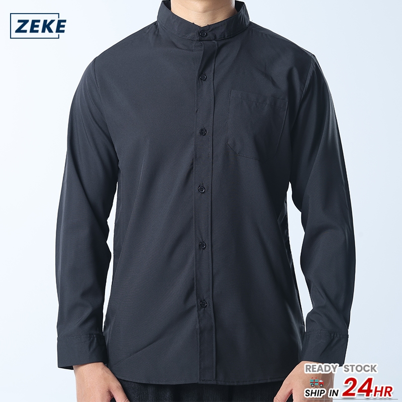 ZEKE A0027 Men Casual Shirt Baju Kemeja lelaki Long Sleeve Buttons Up Loose Korean Men Shirt Plain