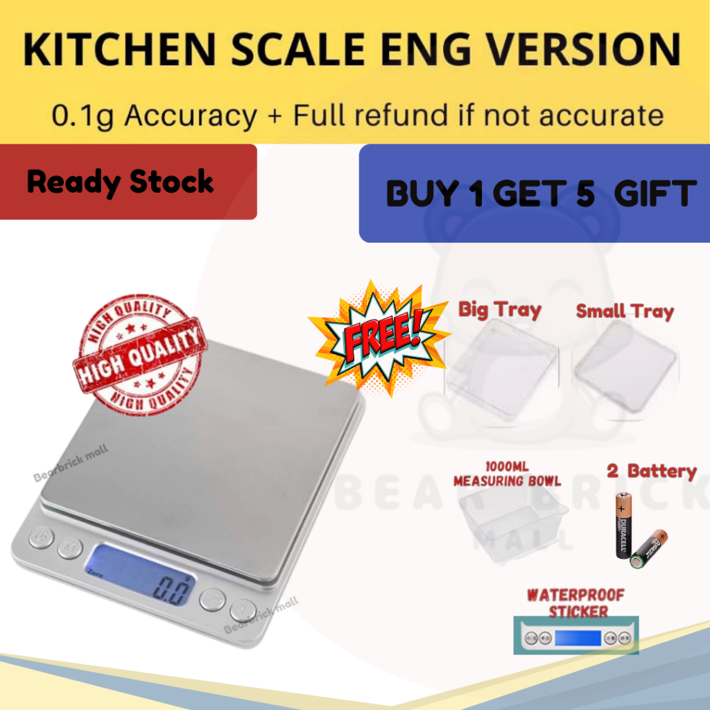 【Local Ship Today】Eng Version! 0.1g Precision LCD Digital Scales 3000g Mini Electronic Grams Weight Balance Scale Baking