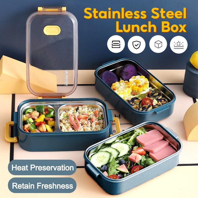 Portable Lunch Box 304 Stainless Steel Bento Box Thermal Food Container Bekas Makanan Tahan Panas