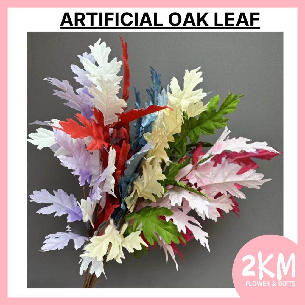 (13LEAF) OAK LEAF Artificial Leaf Willow Peanut Eucalyptus Bamboo Leaves Persian Fern Daun Wedding Decor Home event