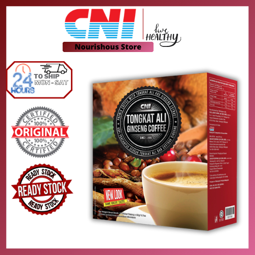 CNI Tongkat Ali Ginseng Coffee (15 sticks x 20g) - Kopi Pra Campuran, Ekstrak Tongkat Ali & Ginseng