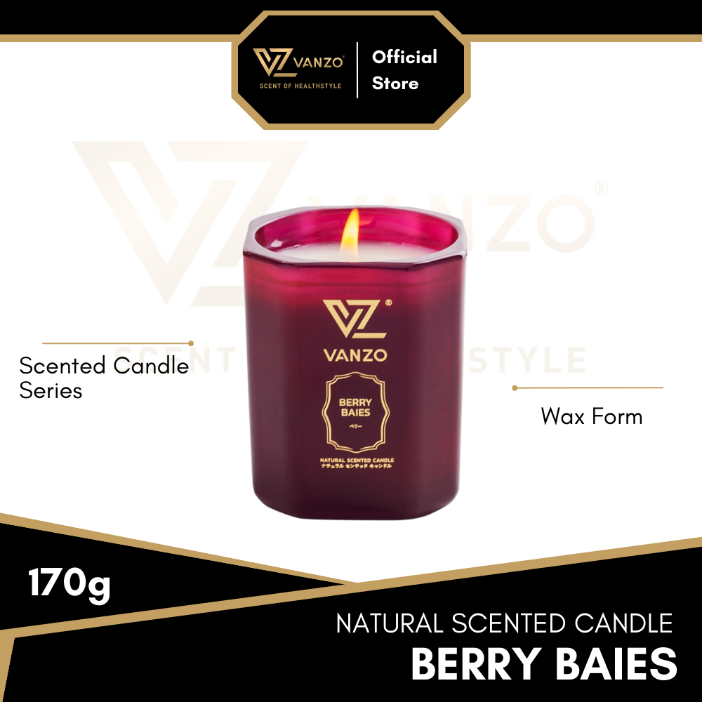 VANZO Natural Scented Candle Berry Baies 170g (Lilin Wangi Aromaterapi)