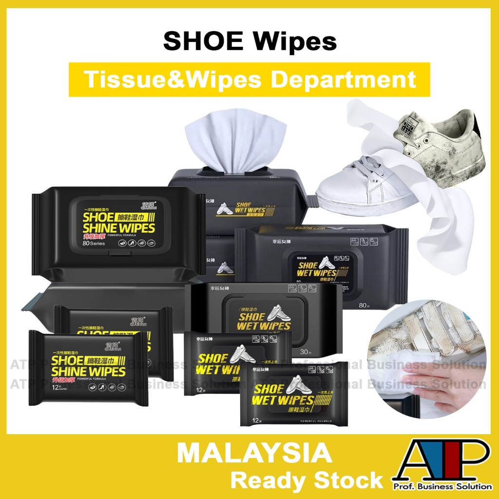 Tisu Basah Kasut [12/30/80pcs] Shoe Wipes Shoes Cleaning Wet Tissue Quick Wipes Sneakers Care Shoes Cleaning Solution