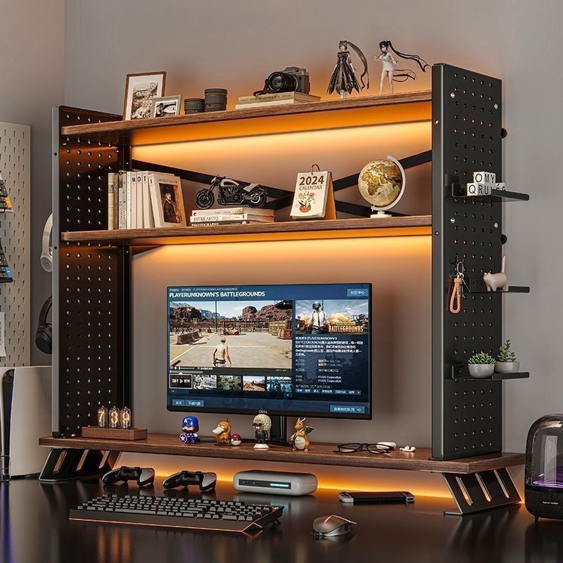 Desktop hole board rack punch-free study table desk bookshelf storage rack Computer monitor heightening stan