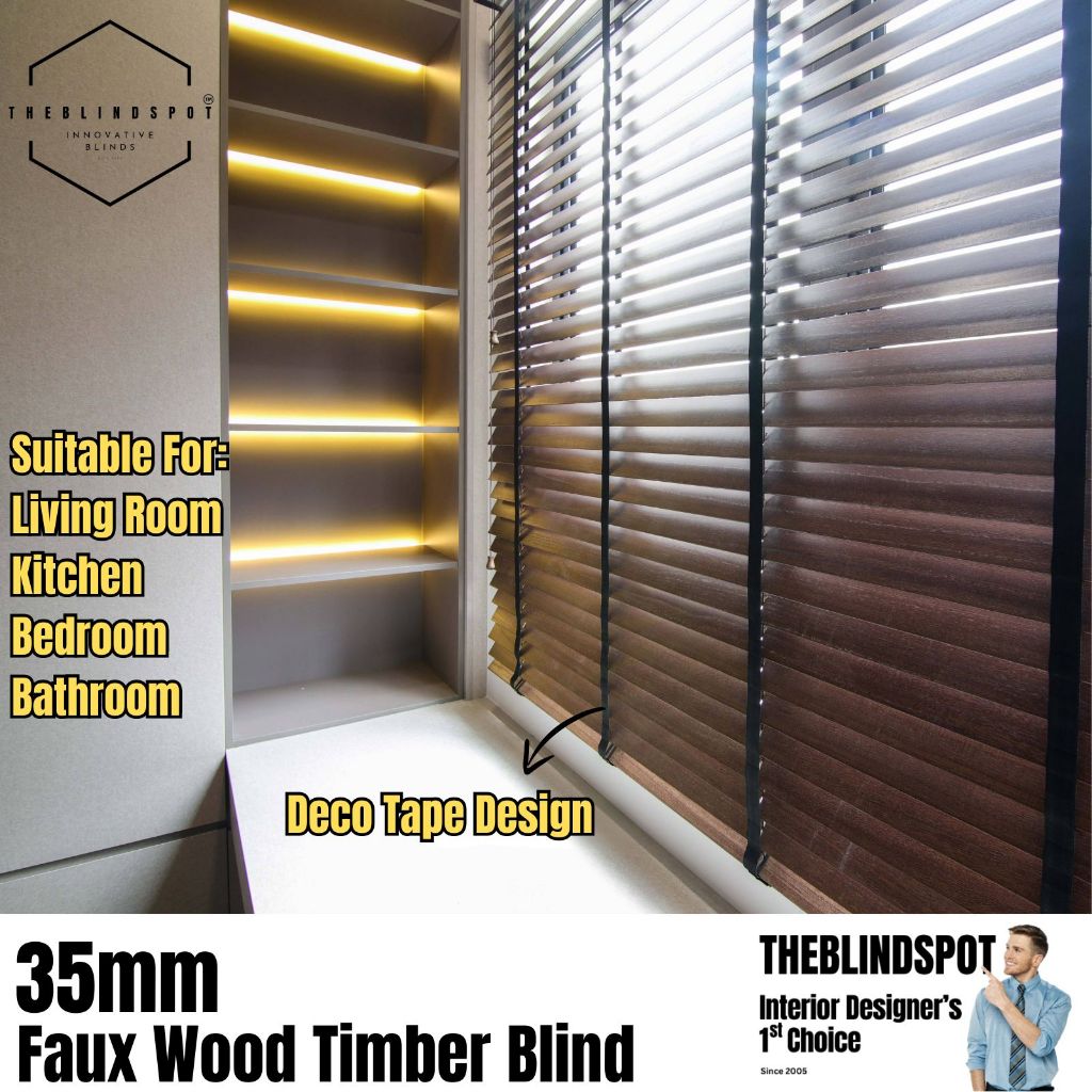 The BlindSpot 35mm Timber Blind Deco Tape Bidai Kayu Indoor CUSTOM MADE 5 DAYS (Buatan Malaysia)