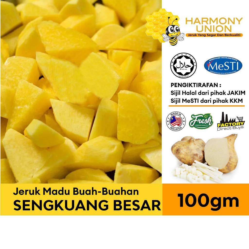 Harmony Union | Jeruk Madu Sengkuang Besar | Halal Local Fruits Pickles | Segar Terus Dari Kilang | 100gram